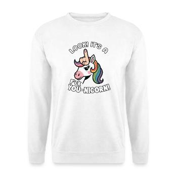 Freches Unicorn-Einhorn Spruch Fick dich - Unisex Pullover - Weiß - Vorne