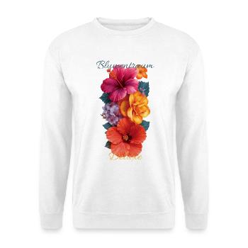 Blumentraum Deluxe – Tropische Hibiskus Blüten - Unisex Pullover - Weiß - Vorne