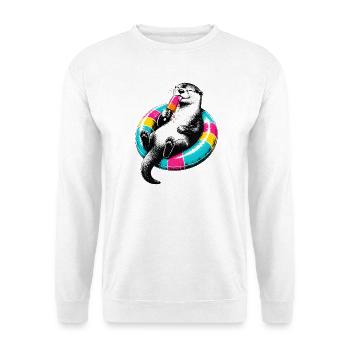 Otter mit Eis im Stencil Style - Unisex Pullover - Weiß - Vorne
