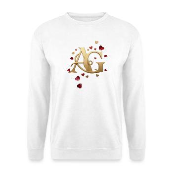 Goldenes Monogramm A&G mit Herzen - Unisex Pullover - Weiß - Vorne