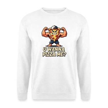 Mascotte Muscle de la Pizza, tu veux me Pizzar - Sweat-shirt Unisexe - blanc - Devant