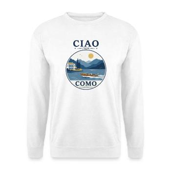 Como See: Villa, Boot und Berglandschaft - Unisex Pullover - Weiß - Vorne