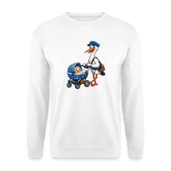 Stork with pram - Unisex Sweatshirt - white - Front