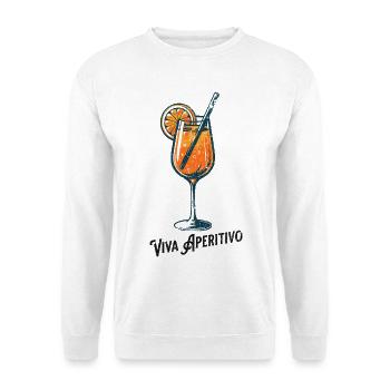 Viva Aperitivo Signature Drink with Spritz Feeling - Unisex Pullover - Weiß - Vorne - Alina (178cm) & Michal (187cm)