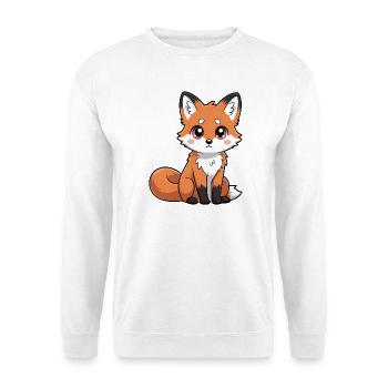 Kawaii-Fuchs-Illustration - Unisex Pullover - Weiß - Vorne - Alina (178cm) & Michal (187cm)