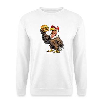 Geier mit Hamburger - Unisex Pullover - Weiß - Vorne - Alina (178cm) & Michal (187cm)