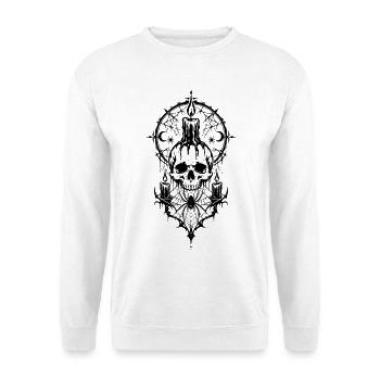 Gothic Totenkopf - Unisex Pullover - Weiß - Vorne - Alina (178cm) & Michal (187cm)