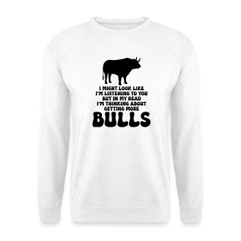Stier Humor Spruch - Unisex Pullover - Weiß - Vorne - Alina (178cm) & Michal (187cm)