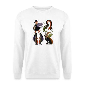 Fabelhafte Vogelwesen Quartett - Unisex Pullover - Weiß - Vorne - Alina (178cm) & Michal (187cm)