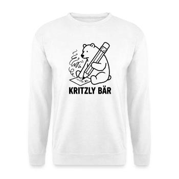 Kritzly Bär Grizzly Bär Zeichnen Wortwitz  - Unisex Pullover - Weiß - Vorne - Alina (178cm) & Michal (187cm)