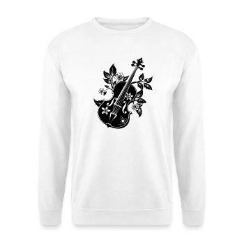 Florale Geige - Unisex Pullover - Weiß - Vorne - Alina (178cm) & Michal (187cm)