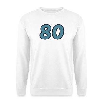 80. 80 JAHRE. 80. JUBILÄUM. 80-JAHRES-JUBILÄUM. - Unisex Pullover - Weiß - Vorne - Alina (178cm) & Michal (187cm)