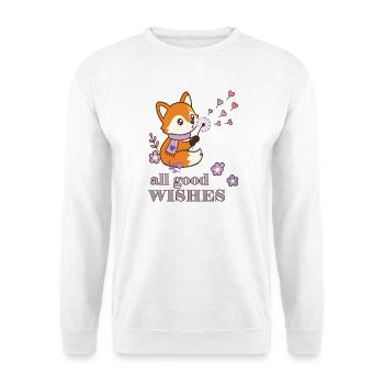 all good wishes - Unisex Pullover - Weiß - Vorne - Alina (178cm) & Michal (187cm)