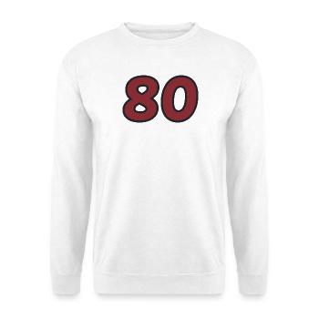 80. 80 JAHRE. 80. JUBILÄUM. 80-JAHRES-JUBILÄUM. - Unisex Pullover - Weiß - Vorne - Alina (178cm) & Michal (187cm)