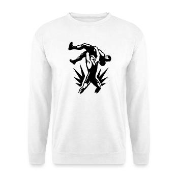 Wrestling Ringer Wurf Symbol Schwarz - Unisex Pullover - Weiß - Vorne - Alina (178cm) & Michal (187cm)
