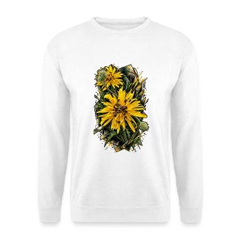 Sonnenblumen Prisma Blütenkunst - Unisex Pullover - Weiß - Vorne - Alina (178cm) & Michal (187cm)