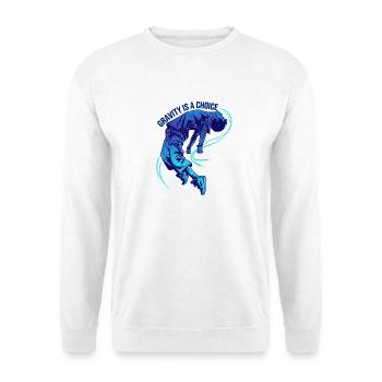 Gravitation ist eine Wahl - Unisex Pullover - Weiß - Vorne - Alina (178cm) & Michal (187cm)