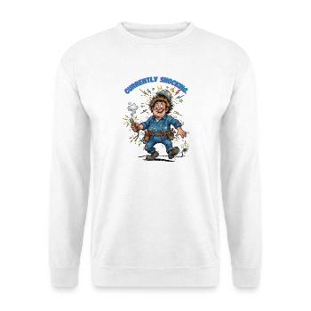 Derzeit Elektriker für Schocks - Unisex Pullover - Weiß - Vorne - Alina (178cm) & Michal (187cm)