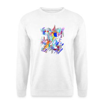 Farben Muster Abstrakt - Unisex Pullover - Weiß - Vorne - Alina (178cm) & Michal (187cm)