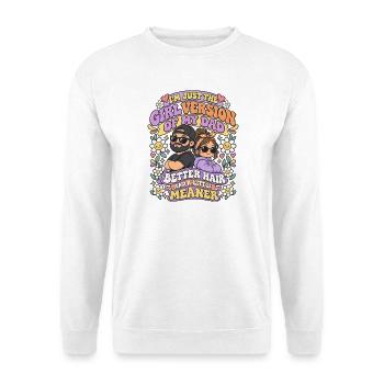 Mädchenversion von meinem Vater süßer Chibi-Vater - Unisex Pullover - Weiß - Vorne - Alina (178cm) & Michal (187cm)
