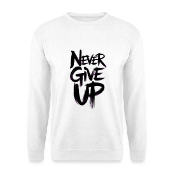 Gib niemals auf, lila Pinsel, - Unisex Pullover - Weiß - Vorne - Alina (178cm) & Michal (187cm)
