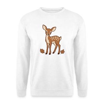 Niedliche Herbstreh-Waldhirsche - Unisex Pullover - Weiß - Vorne - Alina (178cm) & Michal (187cm)