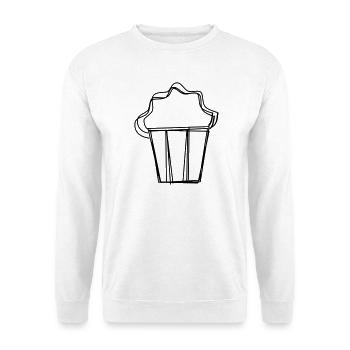 Popcorn handgezeichnet - Unisex Pullover - Weiß - Vorne - Alina (178cm) & Michal (187cm)