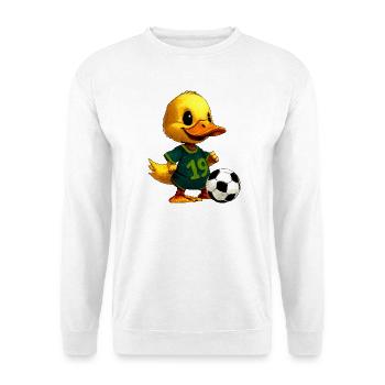 Entchen Fussballer - Unisex Pullover - Weiß - Vorne - Alina (178cm) & Michal (187cm)