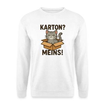 Geschenk für neue Katzenhalter zum Einzug der Katz - Unisex Pullover - Weiß - Vorne - Alina (178cm) & Michal (187cm)