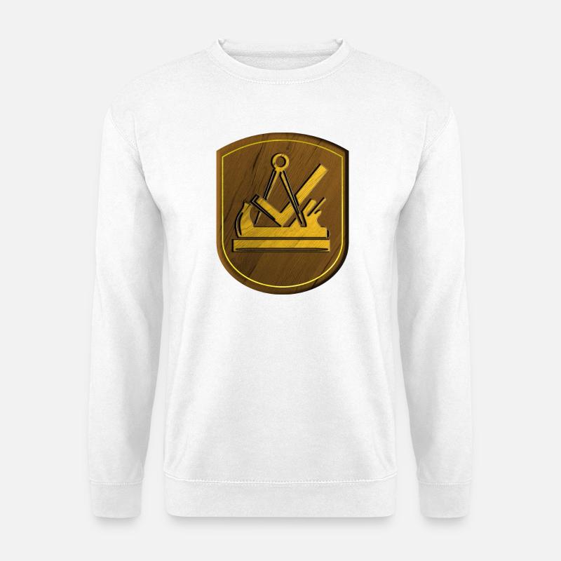 Zunftzeichen Tischler Schreiner 3D Holz Emblem - Unisex Pullover - Weiß