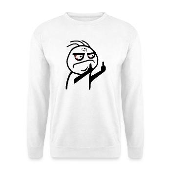 Mittelfinger Meme Fick dich Strichmännchen - Unisex Pullover - Weiß - Vorne