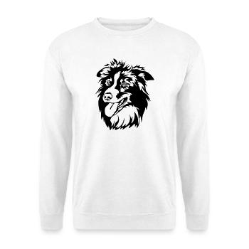 Border Collie Kopf - Unisex Pullover - Weiß - Vorne