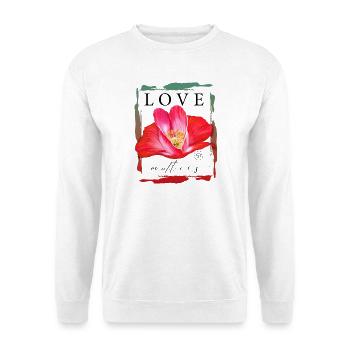Rote Mohnblume Herz Love Matters Spruch über Liebe - Unisex Pullover - Weiß - Vorne