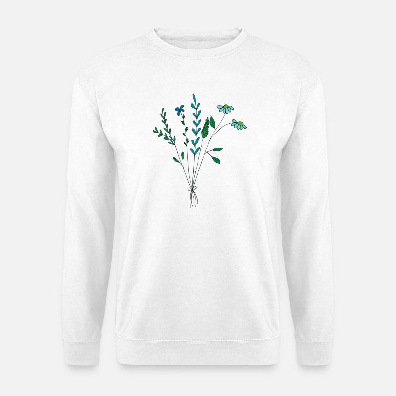 fleur prairie tons bleus fleurs sèches - Sweat-shirt Unisexe - blanc