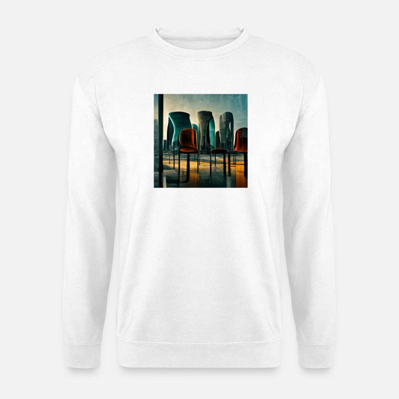 futuristische Stadtszene - Unisex Pullover - Weiß