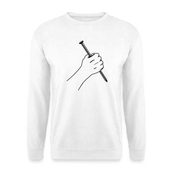 Big nail in fist - Unisex Sweatshirt - white - Front