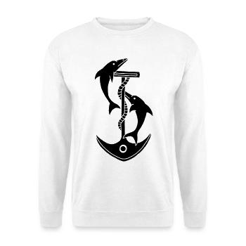 Anker und Delfine (schwarz) - Unisex Pullover - Weiß - Vorne