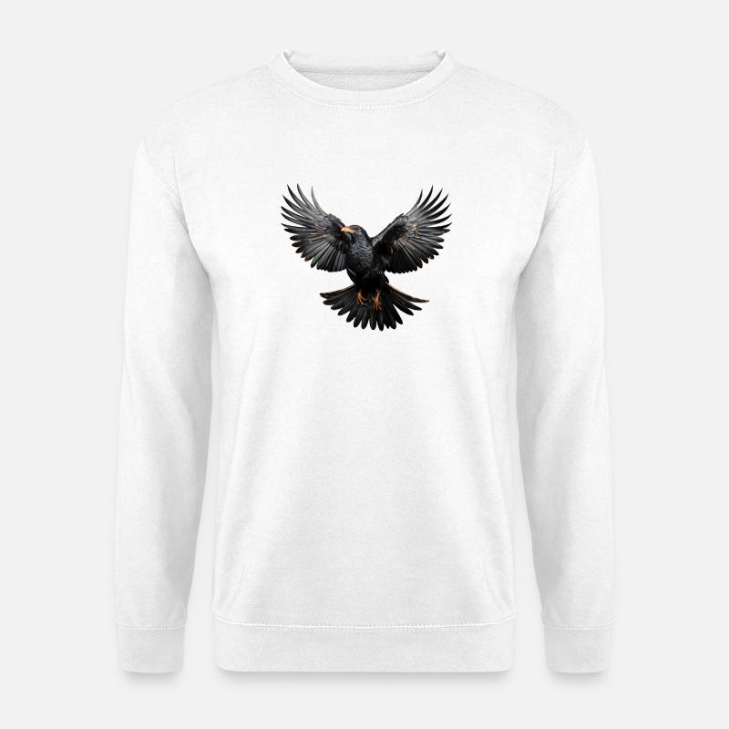 Alpendohle im Flug – Alpen Vogelmotiv - Unisex Pullover - Weiß