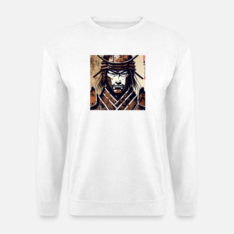 Samurai Krieger Porträt - Unisex Pullover - Weiß