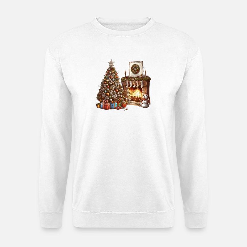 Festliche Weihnachtsdekoration mit Tannenbaum - Unisex Pullover - Weiß