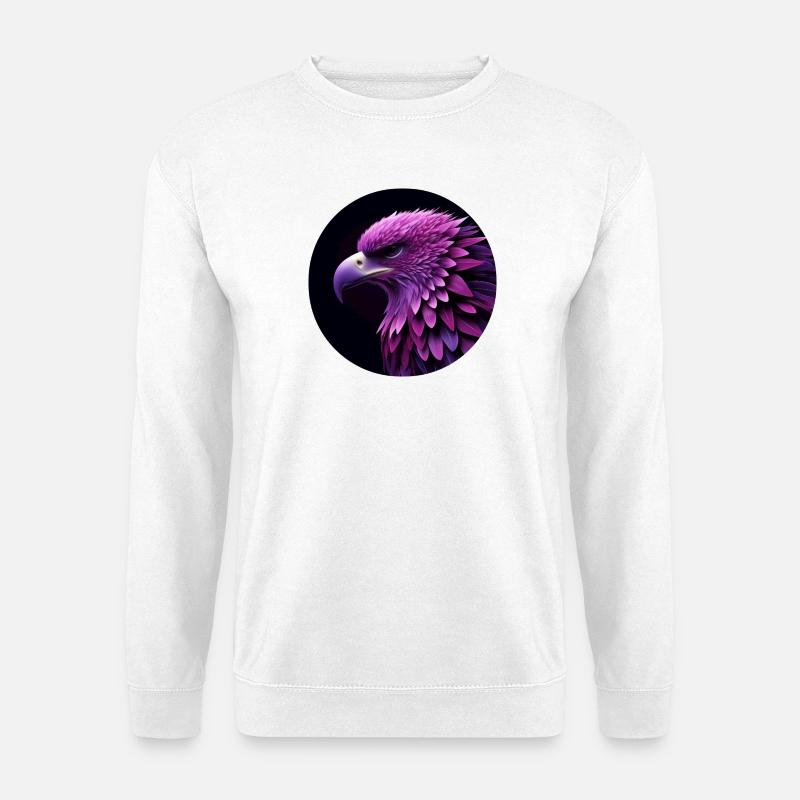 Adler Kopf lila und rosa, schwarzer Hintergrund - Unisex Pullover - Weiß