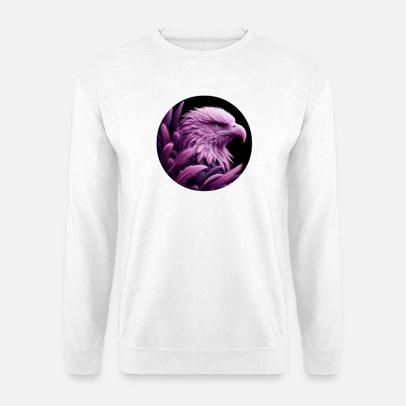 Purple Eagle Head with Feathers - Unisex Sweatshirt - white