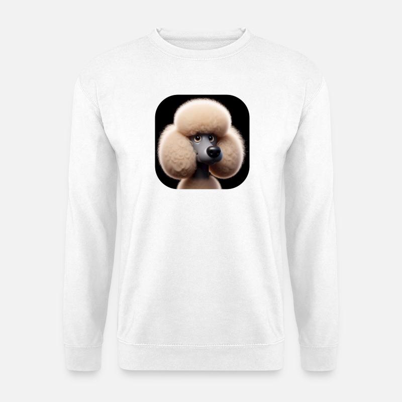 Pudel Hund Kopf Comic Cartoon fotorealistisch - Unisex Pullover - Weiß