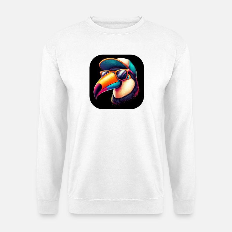 Tukan mit Hut und Sonnenbrille - Unisex Pullover - Weiß