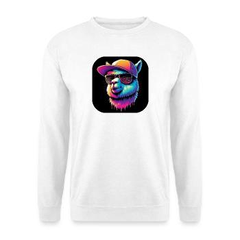 Alpaca llama rapper with cap and sunglasses - Unisex Sweatshirt - white - Front