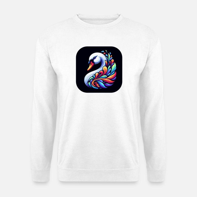 Schwan Tier Vogel Bunt Comic - Unisex Pullover - Weiß