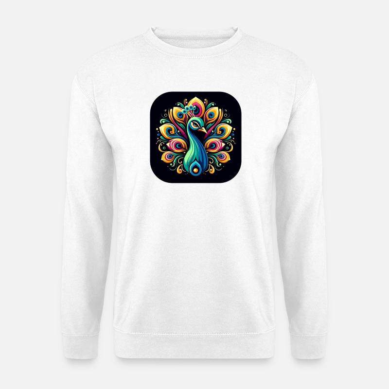 Pfau Bunt Vogel Tier - Unisex Pullover - Weiß