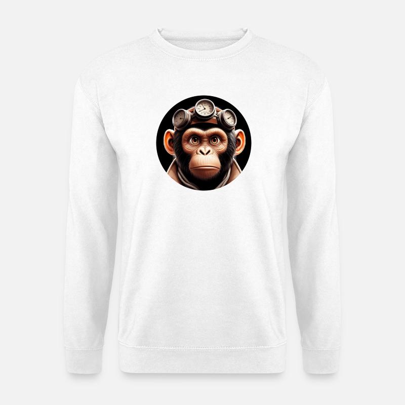 Affe Zeitreisender Zeitreise - Unisex Pullover - Weiß