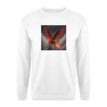 Roter Drache über Burg - Unisex Pullover - Weiß - Vorne