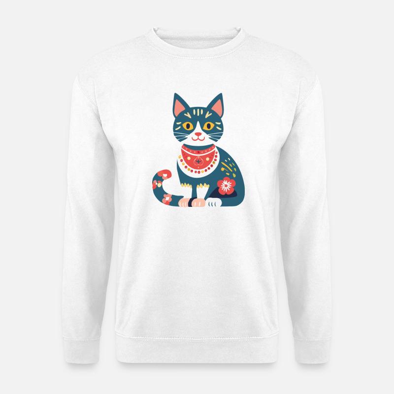 cute folklore cat - Unisex Sweatshirt - white